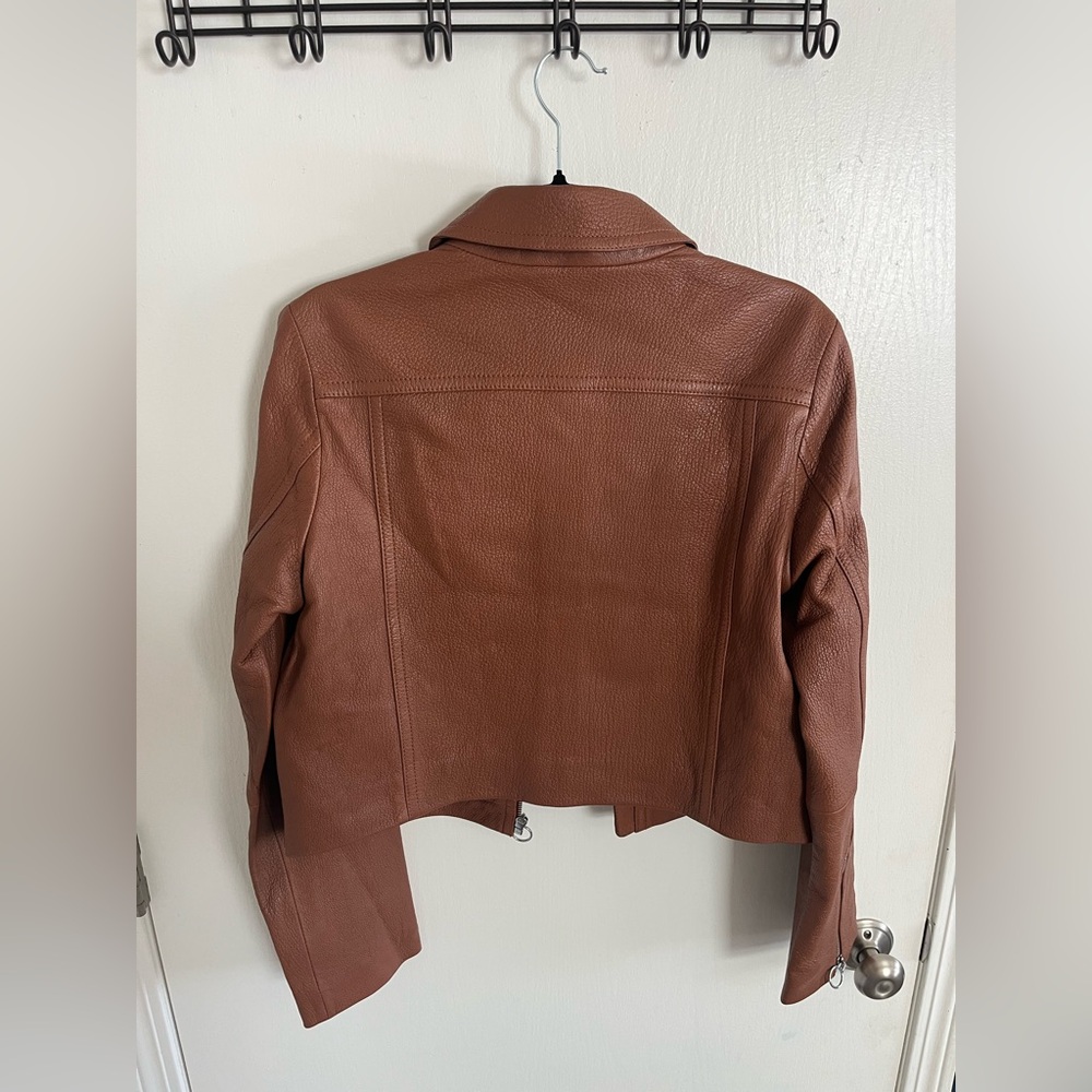 Madewell NWT shrunken zip-front leather jacket in cedar - Picture 8 of 11